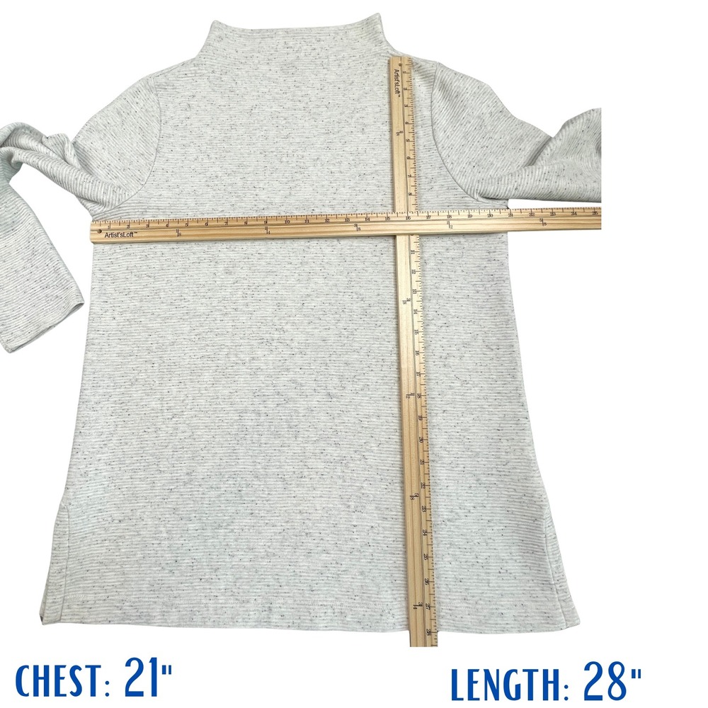 J.Jill Wearever Womens Flecked Ribbed Mock Neck Tunic Top Sweater Oatmeal Gray M - Picture 8 of 9